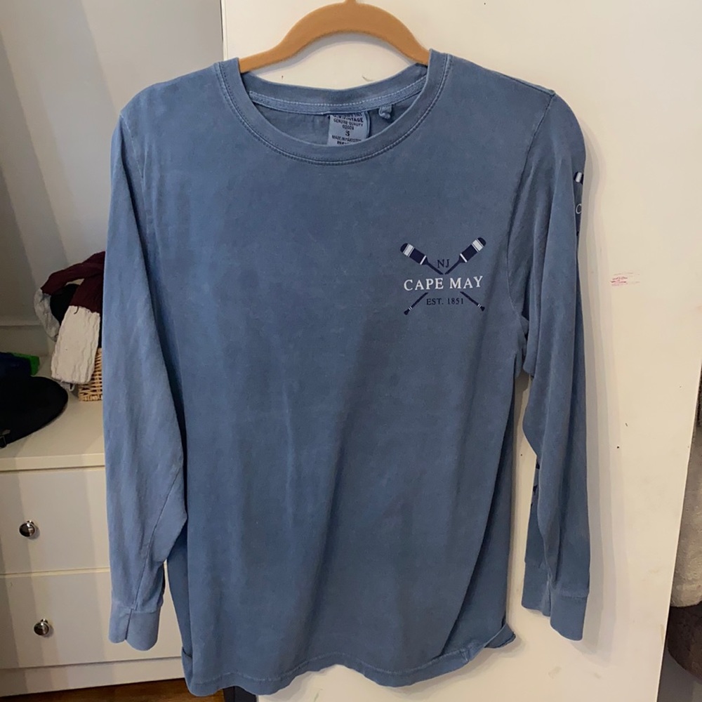 Blue Graphic Long Sleeve Top